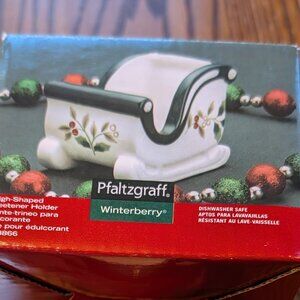 Vintage Pfaltzgraff Winterberry sleigh shaped sweetener holder.